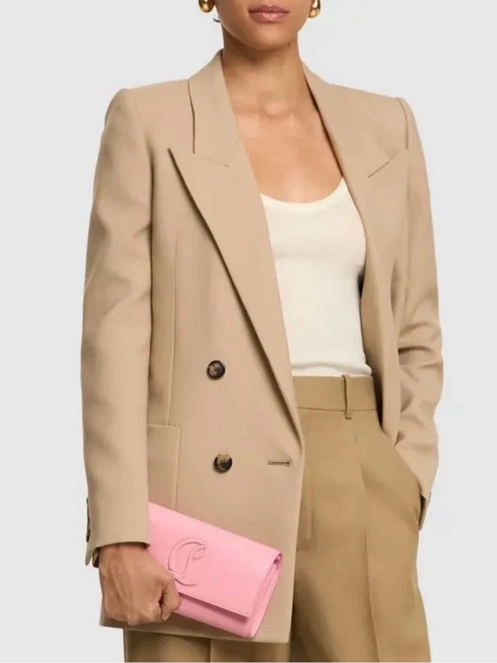 CHRISTIAN LOUBOUTIN By My Side Calipso Pink Calf Leather Logo Wallet Gold Chain - Picture 5 of 16